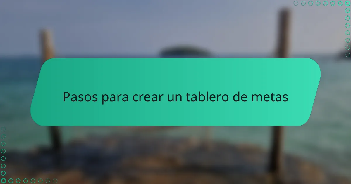 Pasos para crear un tablero de metas